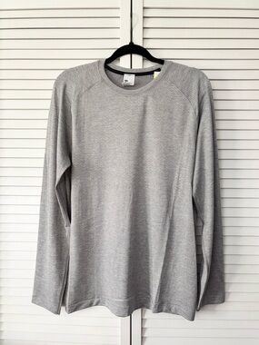 All In Motion Men's Heather Gray Long Sleeve Athletic Top Sizes:S,M,L,XL,XXL NWT